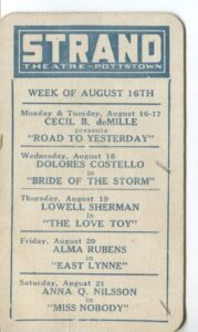 1920s movie theatre calendars – Road to Yesterday poster (1925