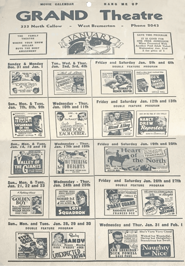 1939 January calendar